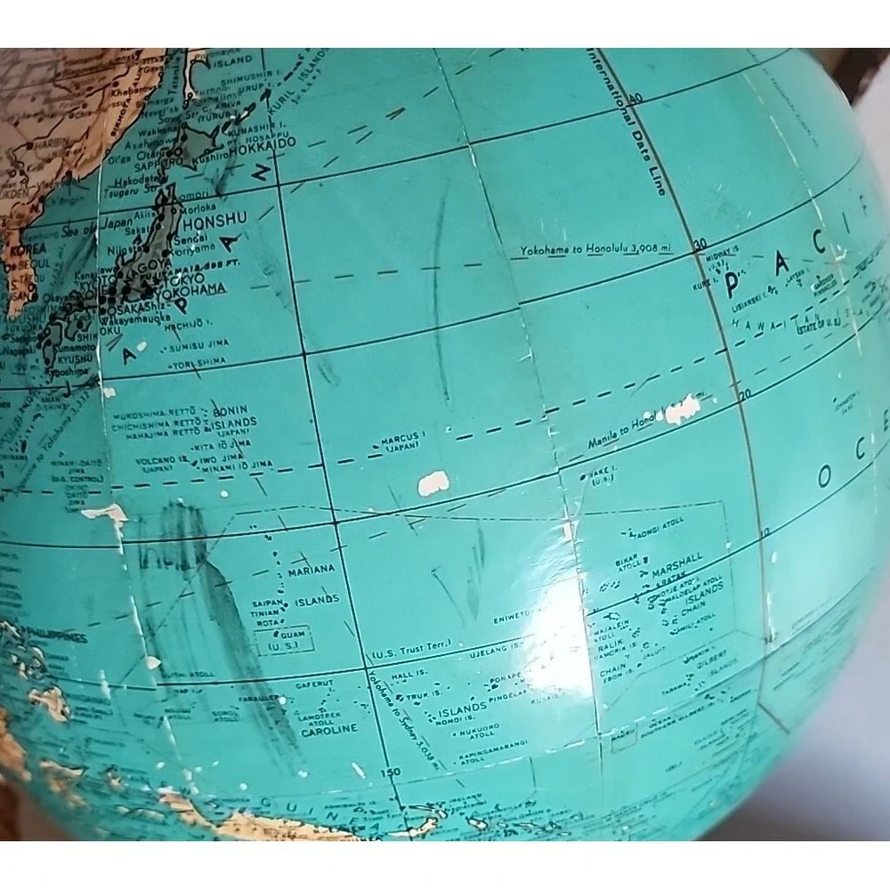 Vintage Globe 16 Inch Executive Weber Costello Hy-Press Bilt Political Turquoise